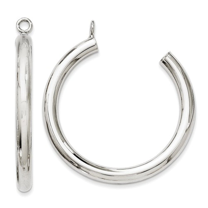 14k White Gold Round Hoop Earring Jackets - LooptyHoops