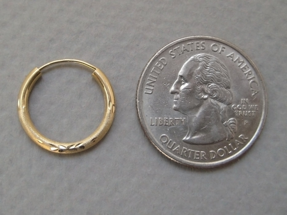 14k Yellow Gold Diamond Cut Endless Hoop Earrings (2mm), All Sizes - LooptyHoops