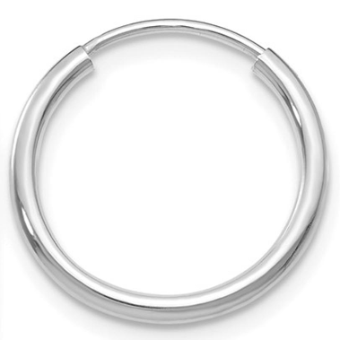 Single 14k White Gold Endless Hoop Earring (1.5mm) (16mm) - LooptyHoops