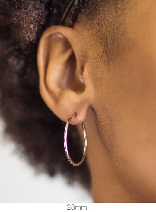14k White Gold Endless Hoop Earrings (1.5mm), All Sizes - LooptyHoops