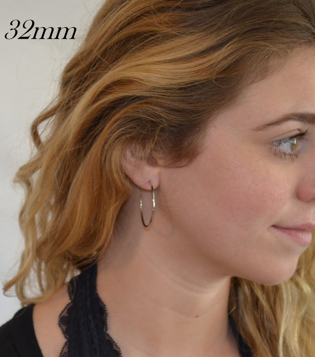 14k White Gold Endless Hoop Earrings (1.5mm), All Sizes - LooptyHoops