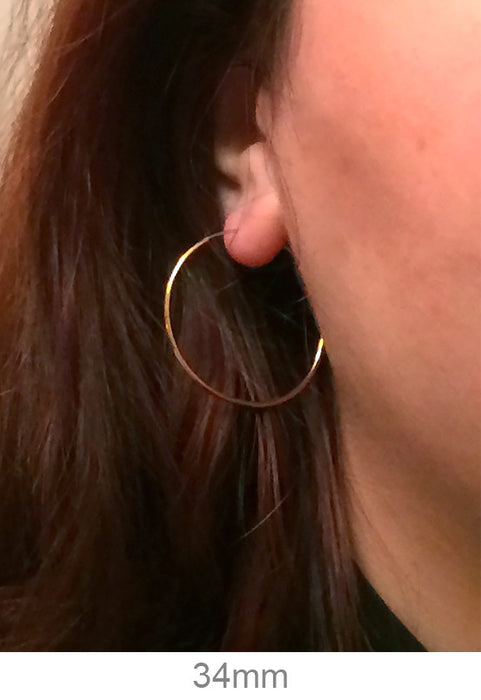 14k Yellow Gold Endless Hoop Earrings (1.25mm), All Sizes - LooptyHoops