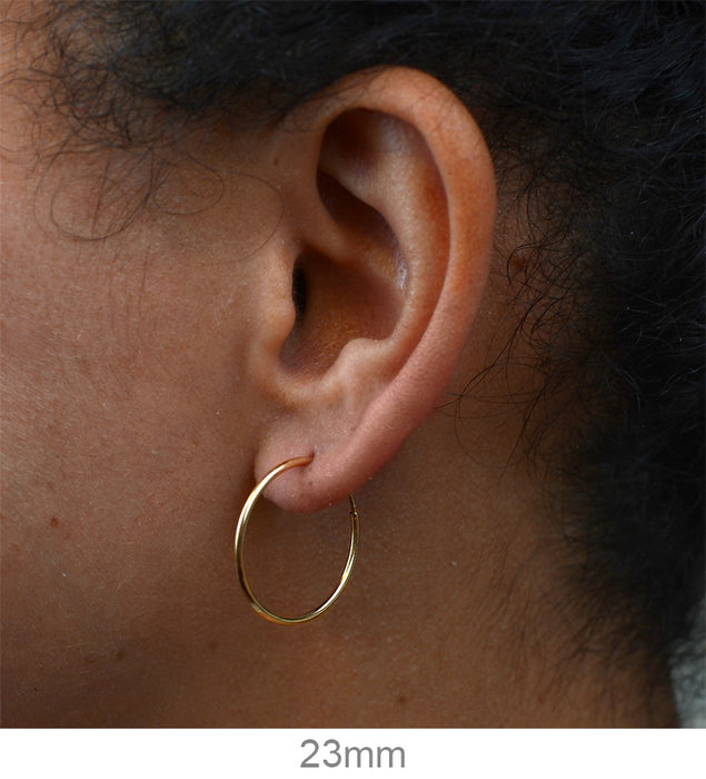 14k Yellow Gold Endless Hoop Earrings (1.25mm), All Sizes - LooptyHoops