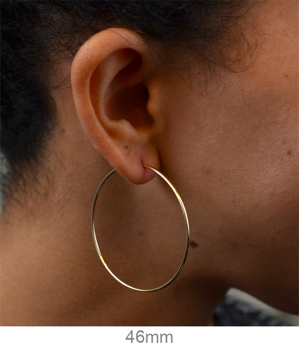 14k Yellow Gold Endless Hoop Earrings (1.25mm), All Sizes - LooptyHoops