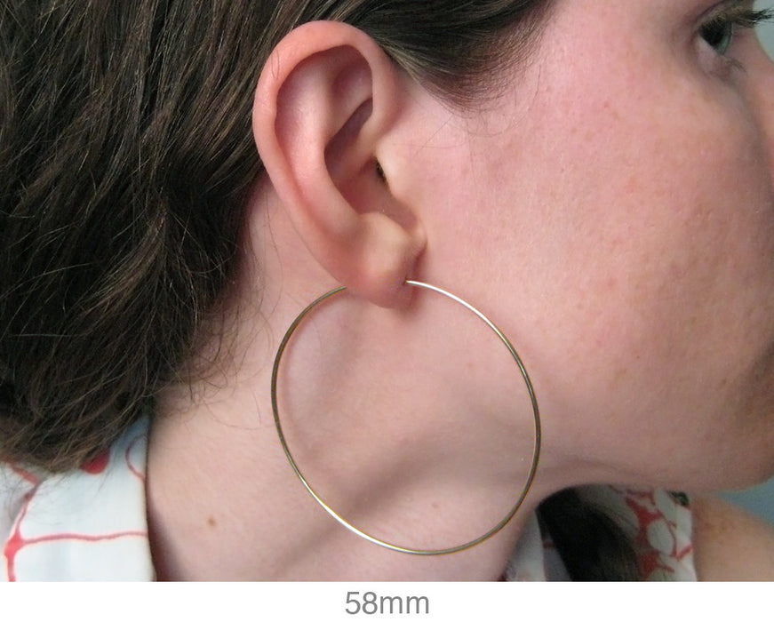 14k Yellow Gold Endless Hoop Earrings (1.25mm), All Sizes - LooptyHoops