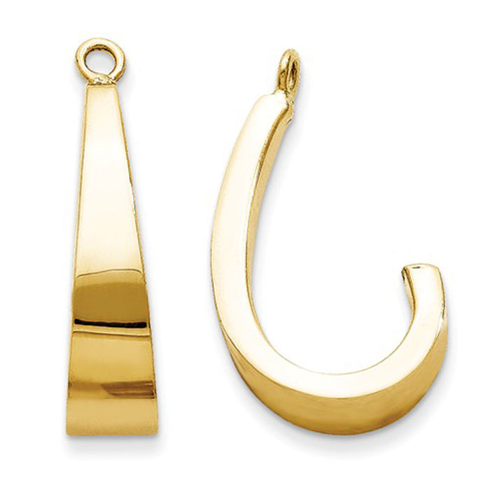 14k Yellow Gold Tapered J-Hoop Earring Jackets - LooptyHoops