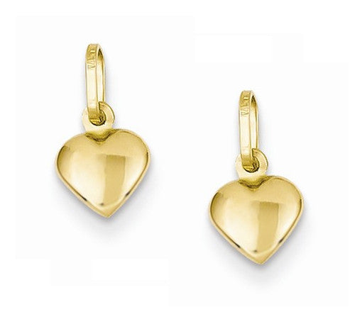 14k Yellow Gold Heart Hoop Earring Charms - LooptyHoops