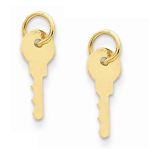 14k Yellow Gold Key Hoop Earring Charms - LooptyHoops