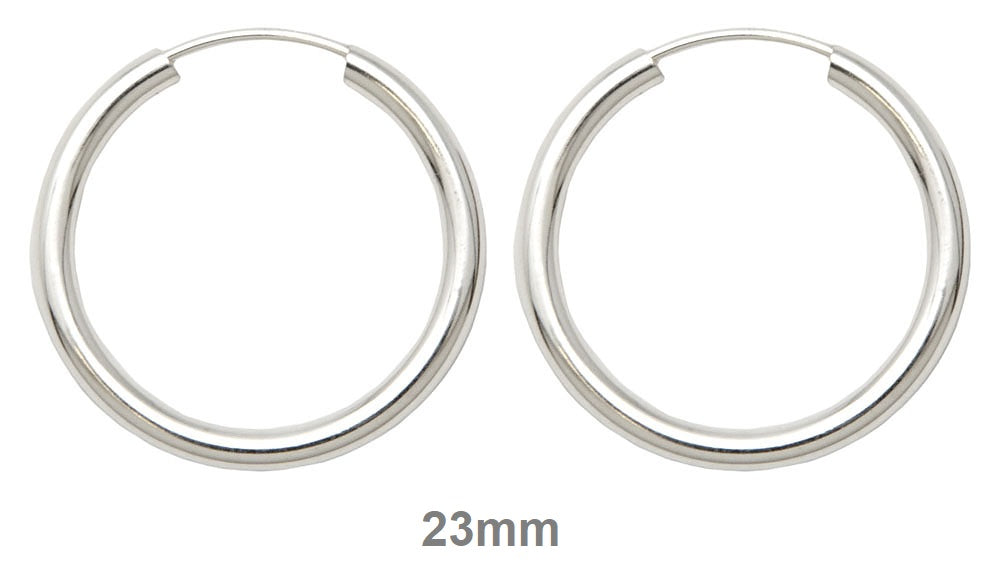 Sterling Silver Endless Hoop Earrings (2mm) All Sizes - LooptyHoops