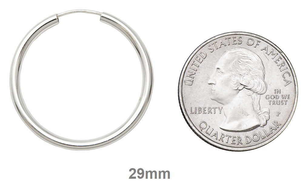 Sterling Silver Endless Hoop Earrings (2mm) All Sizes - LooptyHoops