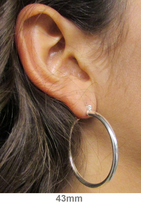 Sterling Silver Classic Click-Down Hoop Earrings (3mm), All Sizes - LooptyHoops