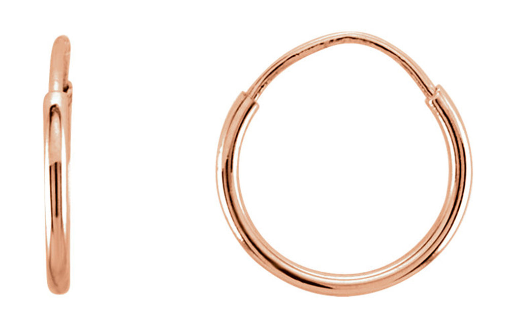 14k Tiny Gold Thin Endless Hoop Earrings (1mm), 10mm - LooptyHoops