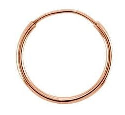 Single 14k Rose Gold Endless Hoop Earring (1mm) (10mm) - LooptyHoops