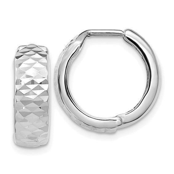 14k White Gold Hinged Huggie Hoop Earrings (5mm), 1/2 inch (13mm) - LooptyHoops