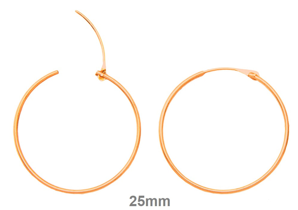 14k Rose Gold Hinged Thin Endless Hoop Earrings (1mm), All Sizes - LooptyHoops