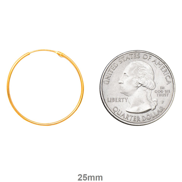 14k Yellow Gold Hinged Thin Endless Hoop Earrings (1mm), All Sizes - LooptyHoops