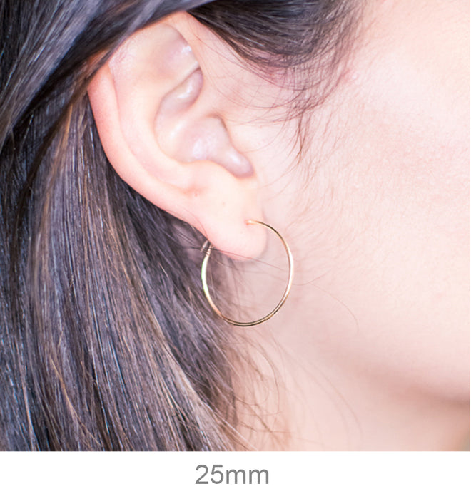 14k Yellow Gold Hinged Thin Endless Hoop Earrings (1mm), All Sizes - LooptyHoops