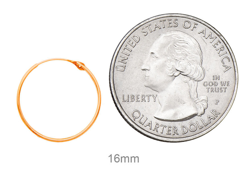 14k Rose Gold Hinged Thin Endless Hoop Earrings (1mm), All Sizes - LooptyHoops