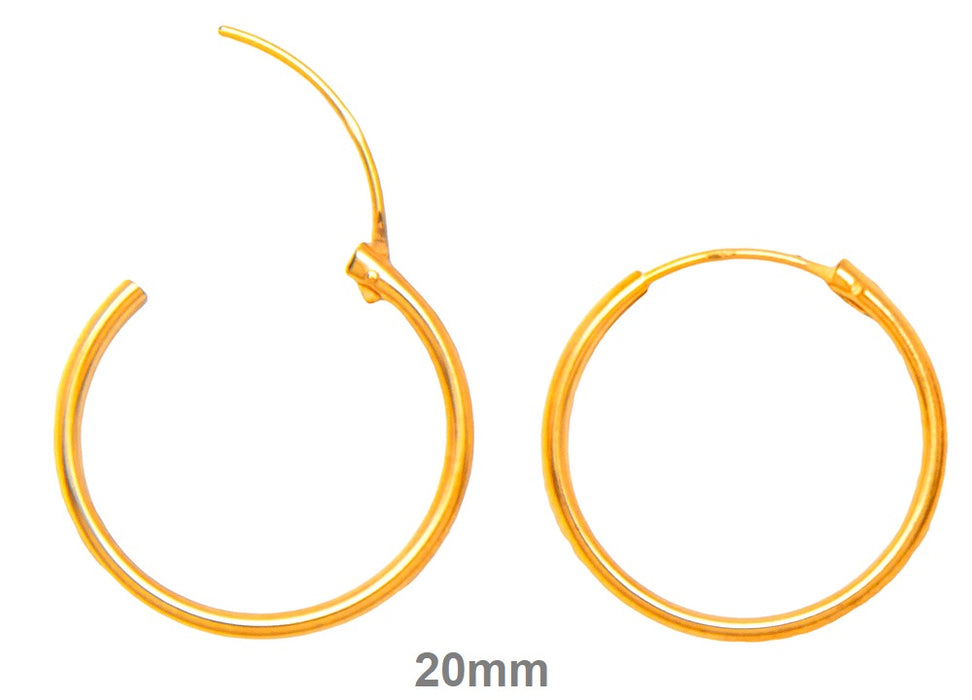 14k Yellow Gold Endless Hinged Hoop Earrings (1.5mm), All Sizes - LooptyHoops