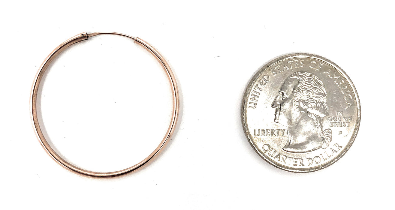 14k Rose Gold Endless Hinged Hoop Earrings (1.5mm), All Sizes - LooptyHoops