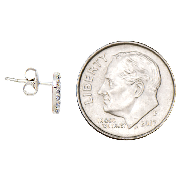 14k White Gold Tiny CZ Heart Stud Earrings, 8mm - LooptyHoops