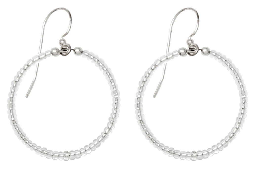 Handmade Dangling Beaded Hoop Earrings, 25mm - LooptyHoops