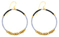 Handmade Dangling Beaded Brass Hoop Earrings, 35mm - LooptyHoops