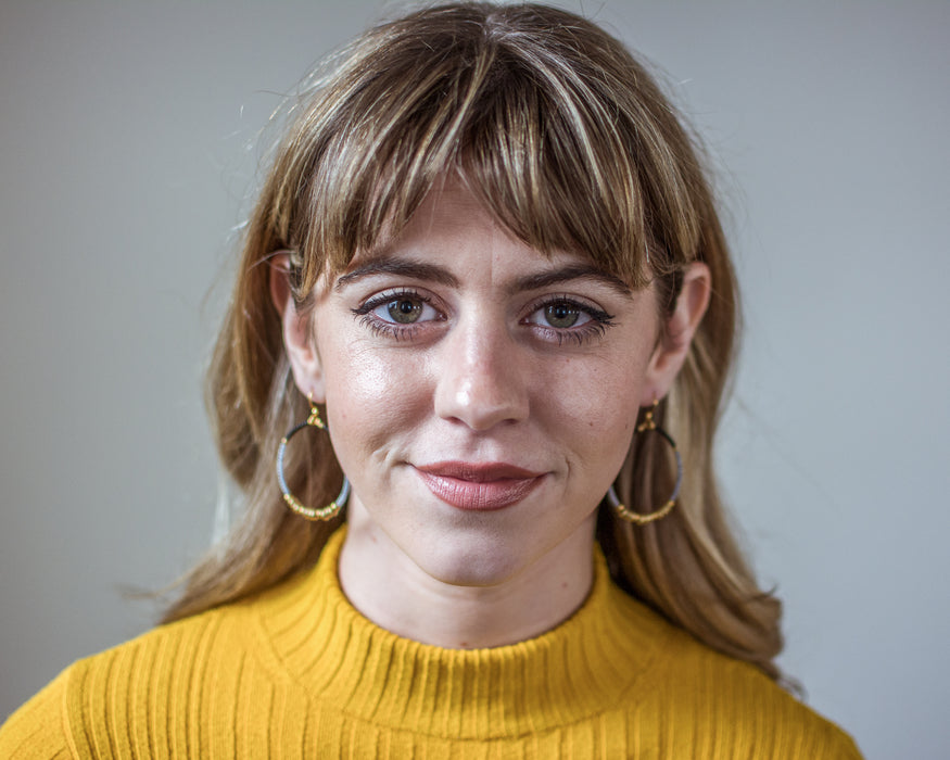 Handmade Dangling Beaded Brass Hoop Earrings, 35mm - LooptyHoops