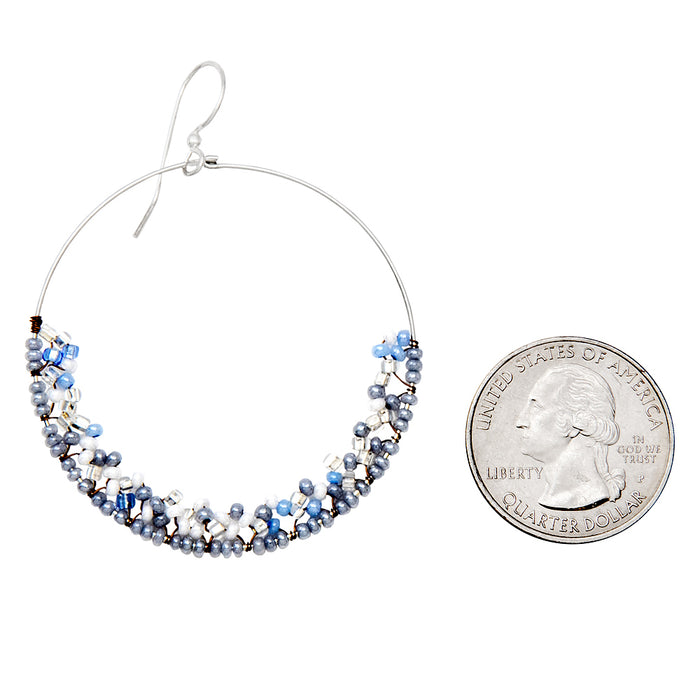 Handmade Bohemian Dangling Beaded Hoop Earrings, 42mm - LooptyHoops