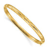 10K Gold Florentine Engraved Hinged Bangle Bracelet, 5mm (3/16”) Brushed Diamond-Cut Finish, 7.75 Inch