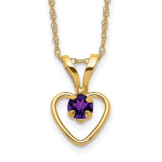 10k Gold Madi K Birthstone Heart Necklace – 15 Inch Rope Chain, 3mm Stone