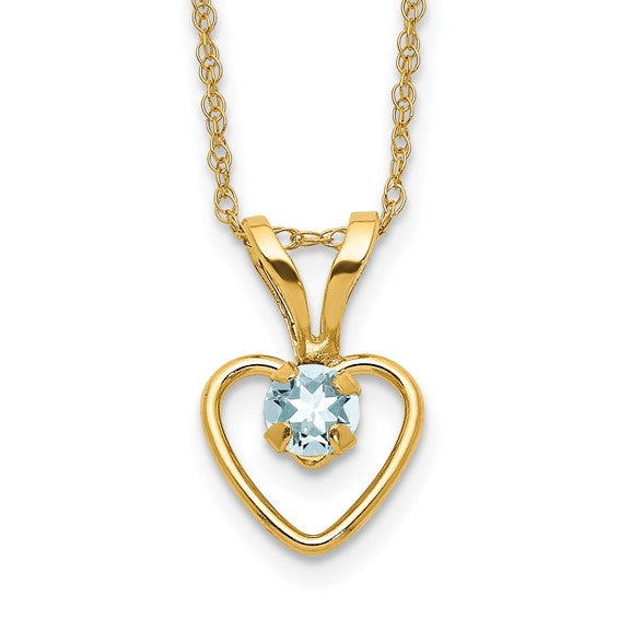 10k Gold Madi K Birthstone Heart Necklace – 15 Inch Rope Chain, 3mm Stone