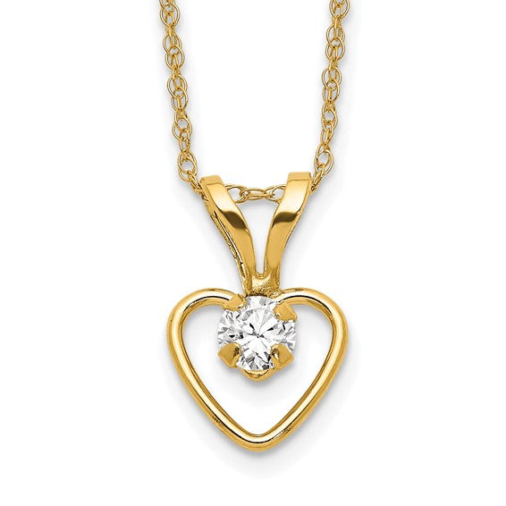 10k Gold Madi K Birthstone Heart Necklace – 15 Inch Rope Chain, 3mm Stone