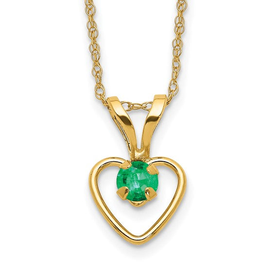10k Gold Madi K Birthstone Heart Necklace – 15 Inch Rope Chain, 3mm Stone