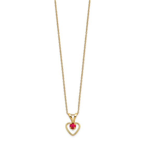 10k Gold Madi K Birthstone Heart Necklace – 15 Inch Rope Chain, 3mm Stone
