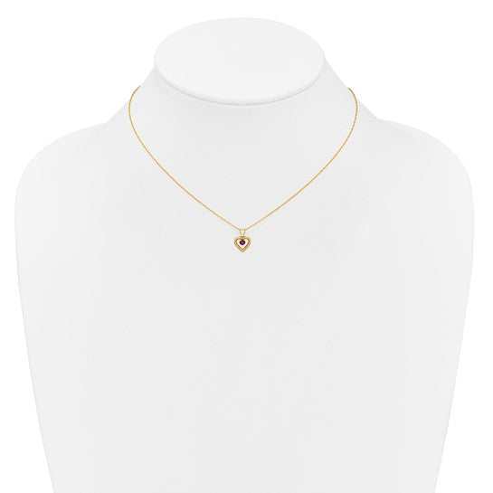 10k Gold Madi K Birthstone Heart Necklace – 15 Inch Rope Chain, 3mm Stone