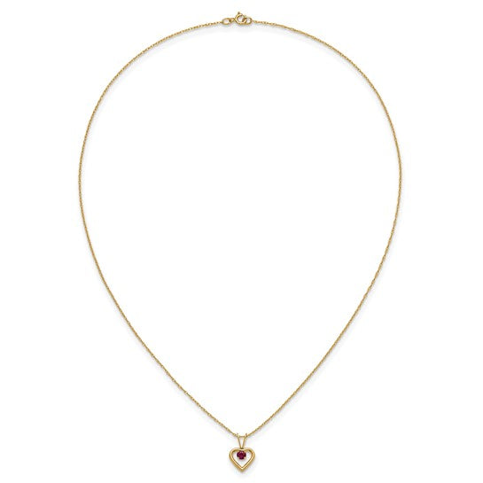 10k Gold Madi K Birthstone Heart Necklace – 15 Inch Rope Chain, 3mm Stone
