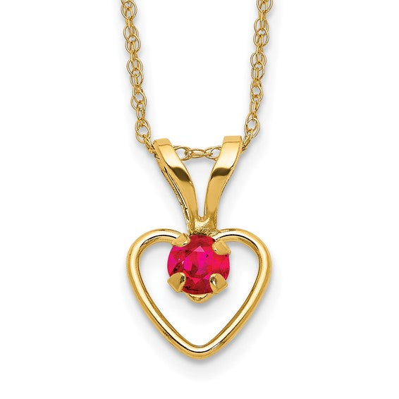 10k Gold Madi K Birthstone Heart Necklace – 15 Inch Rope Chain, 3mm Stone