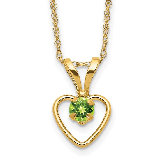 10k Gold Madi K Birthstone Heart Necklace – 15 Inch Rope Chain, 3mm Stone
