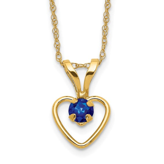 10k Gold Madi K Birthstone Heart Necklace – 15 Inch Rope Chain, 3mm Stone