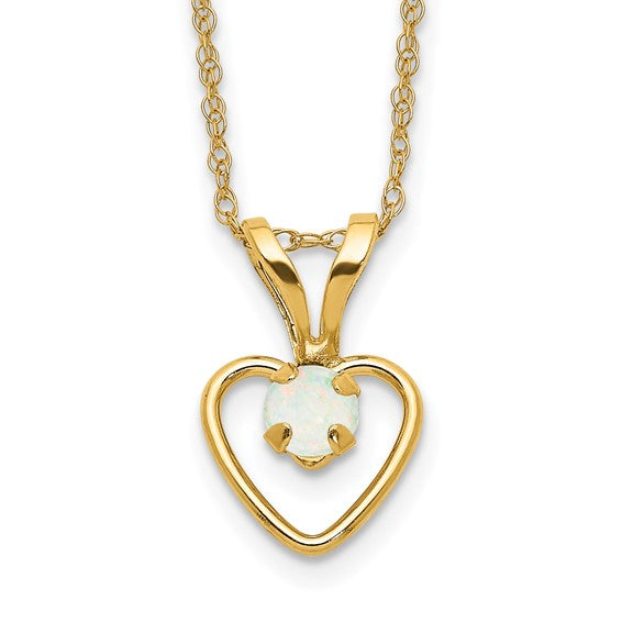 10k Gold Madi K Birthstone Heart Necklace – 15 Inch Rope Chain, 3mm Stone