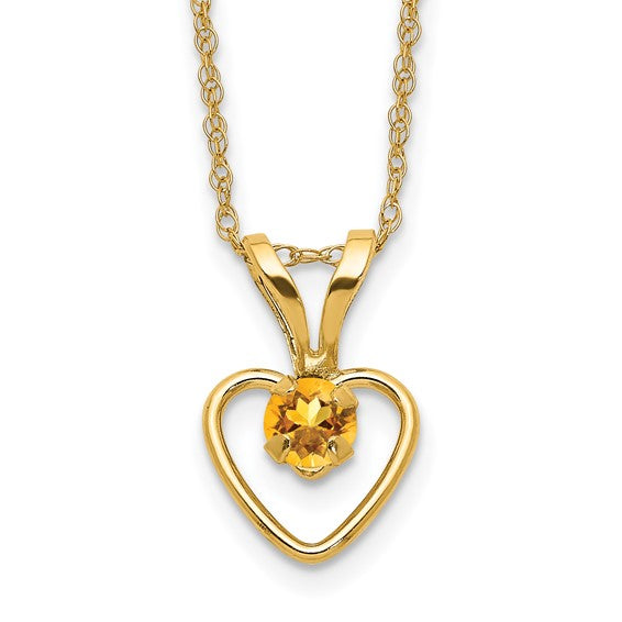 10k Gold Madi K Birthstone Heart Necklace – 15 Inch Rope Chain, 3mm Stone