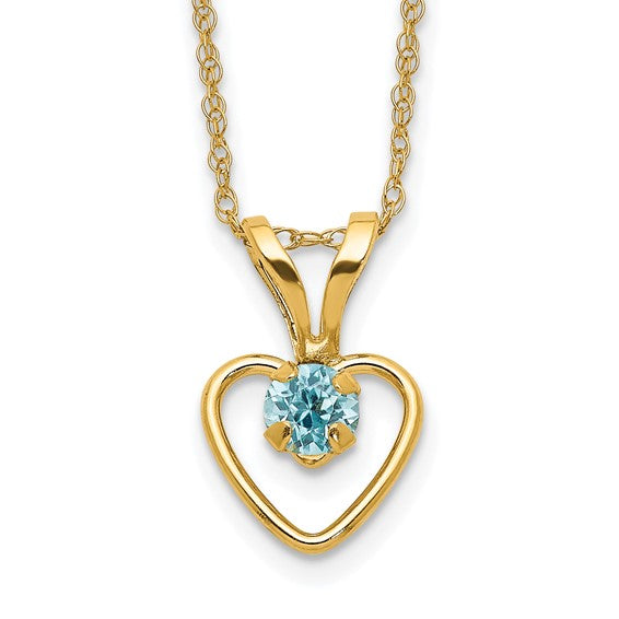 10k Gold Madi K Birthstone Heart Necklace – 15 Inch Rope Chain, 3mm Stone