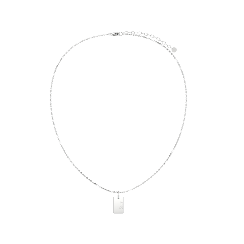 Rhodium Plated Silver Rectangle Engravable Necklace SS25N001S