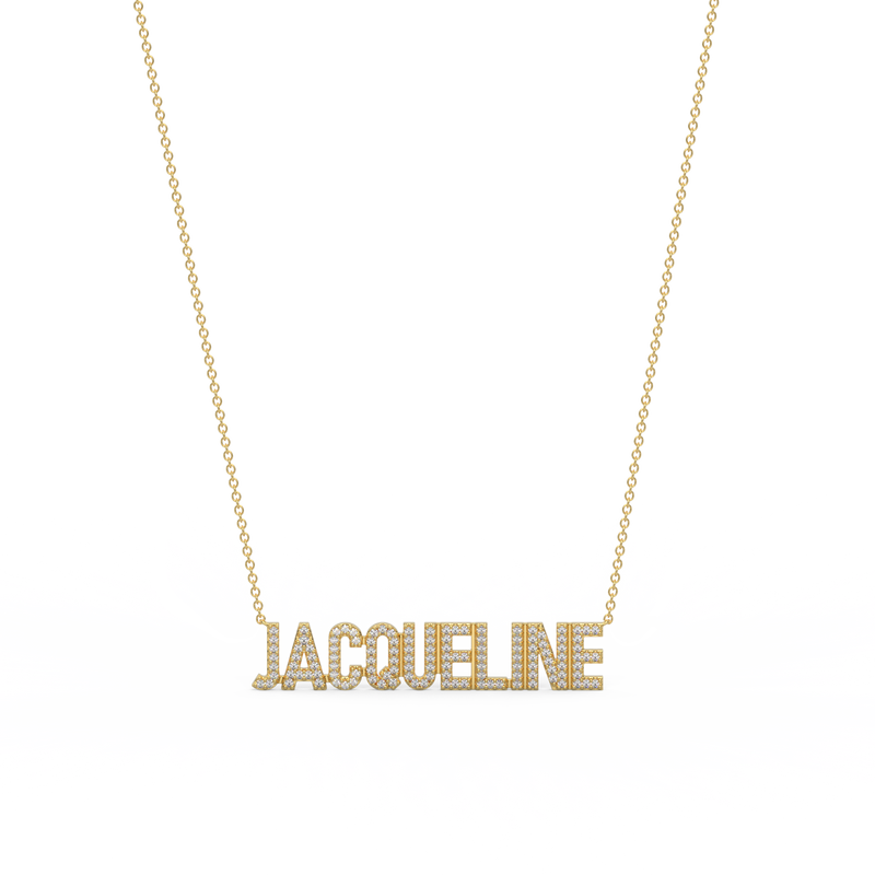 JAQUELINE Gold Plated Silver Signature Name Necklace AW24N002GD