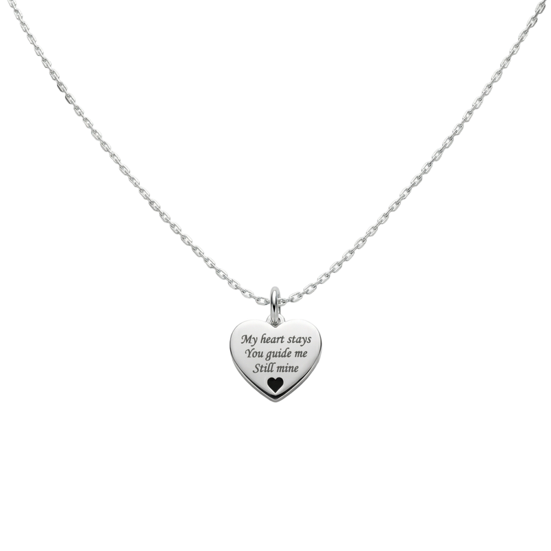 Rhodium Plated Heart MemoraCarve Necklace SN028