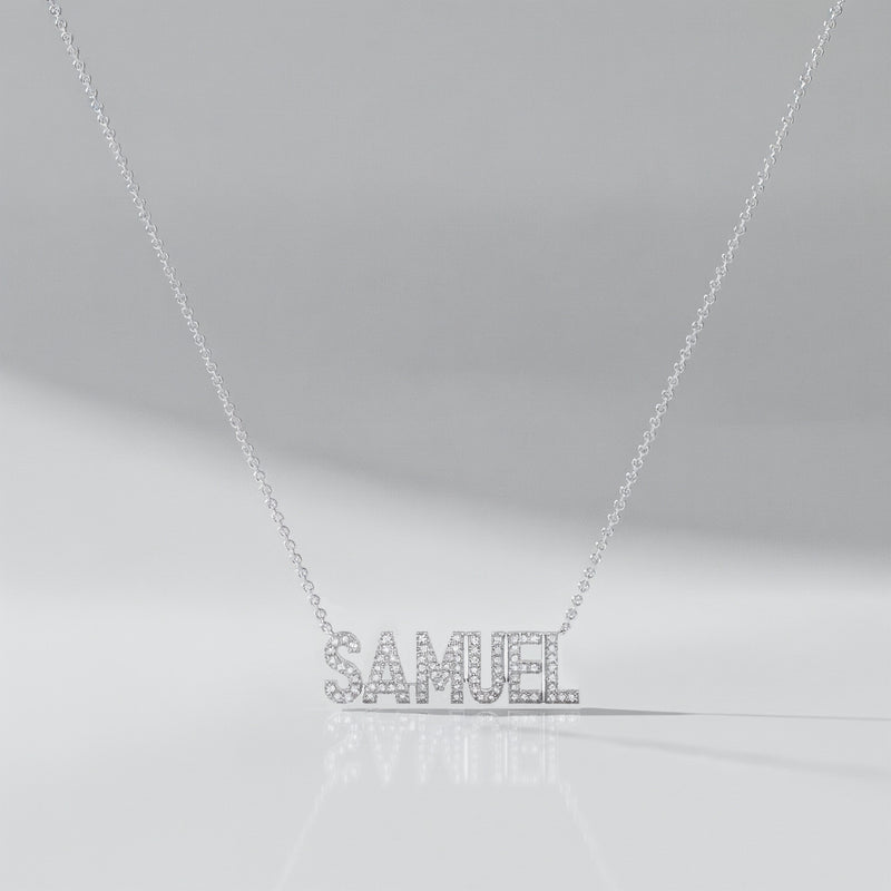 SAMUEL Rhodium Plated Silver Signature Name Necklace AW24N002R