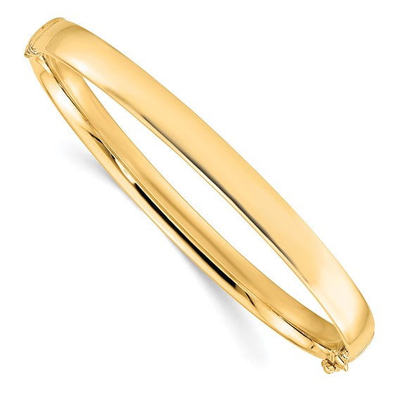 10K Italian Gold Bangle Bracelet, 5.9mm Wide, 7 Inch, Yellow or White Gold