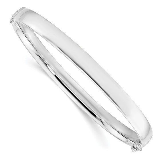 10K Italian Gold Bangle Bracelet, 5.9mm Wide, 7 Inch, Yellow or White Gold