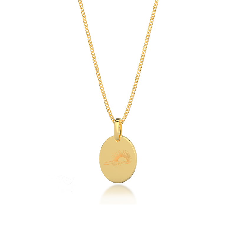 18K Gold Plated Silver Oval Engravable Necklace SS25N001O